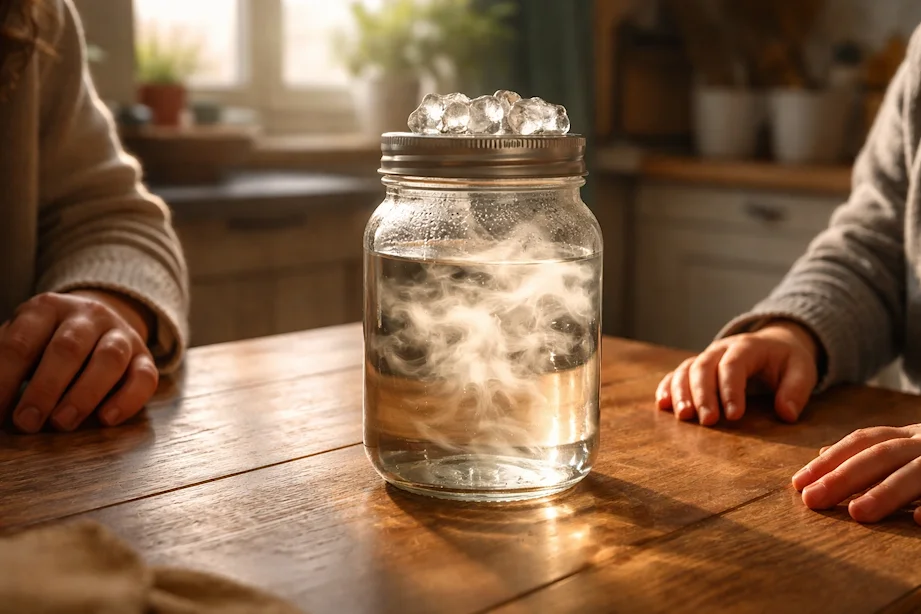 Chmura w słoiku w kuchni: proste doświadczenie, które uczy meteorologii i krytycznego myślenia