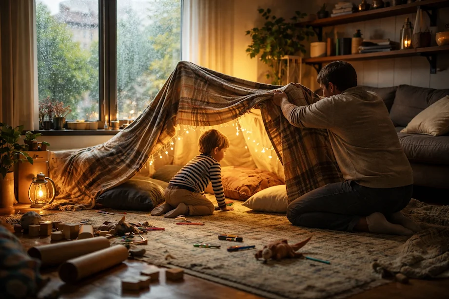 Gdy za oknem zwalnia świat: kreatywne pomysły na deszczowy dzień z dzieckiem